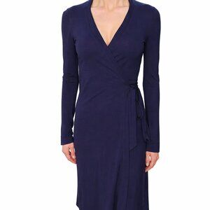 Diane Von Furstenberg Wrap Dress — Navy DVF Long Sleeve Dress